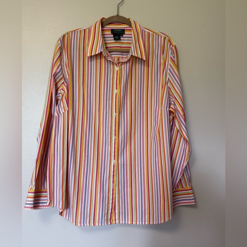 Lauren Ralph Lauren Multicolor Striped Button-Down Shirt- size 3x